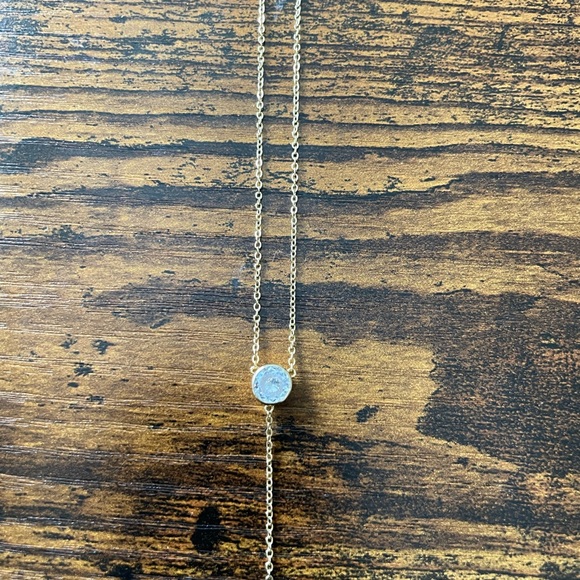 Adina Eden CZ Bezel Drop Gold Vermeil Lariat Necklace - Picture 3 of 4